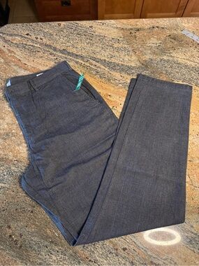 GAP Men's Charcoal Gray Plaid Cotton Slim Dress Pants NWT 36X32 Flat Front